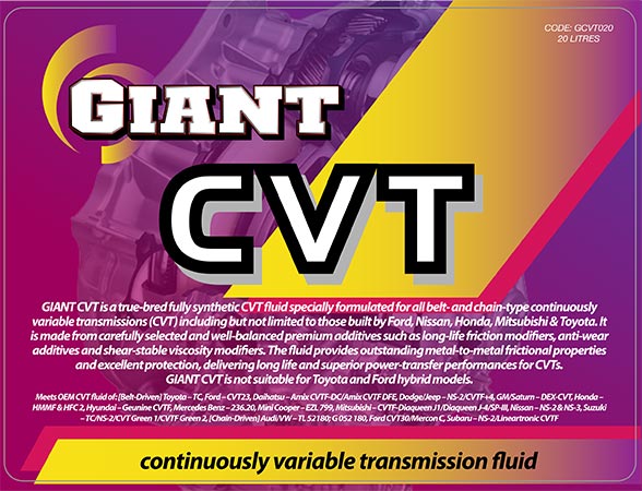 GIANT CVT – Available sizes: 1L, 5L, 20L