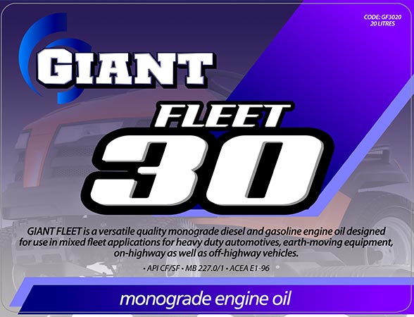 GIANT – FLEET 30 – Available sizes: 1L, 5L, 20L, 200L GIANT – FLEET 30 – Available sizes: 1L, 5L, 20L, 200L