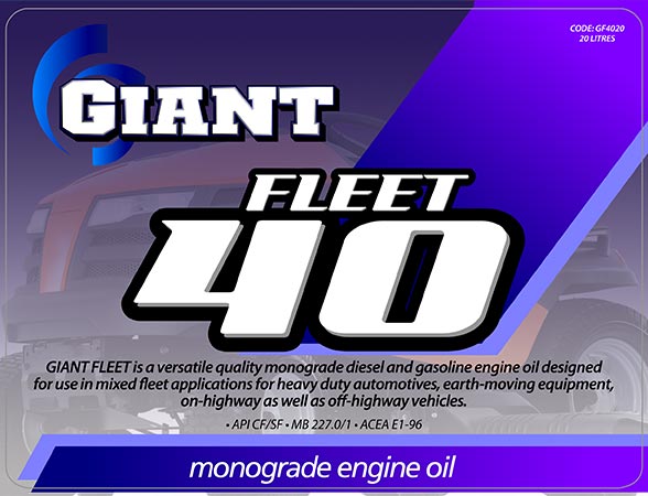 GIANT FLEET 40 – Available sizes: 20L
