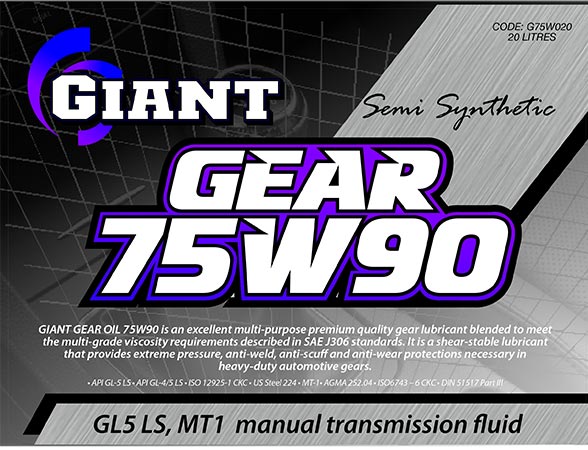 GIANT GEAR OIL 75W90 – Available sizes: 1L, 5L, 20L 200L