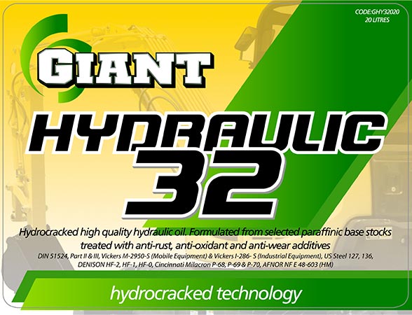GIANT HYDRAULIC 32 – Available sizes: 5L, 20L, 200L