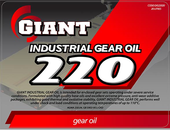 GIANT INDUSTRIAL GEAR OIL 220 – Available sizes: 20L, 200L