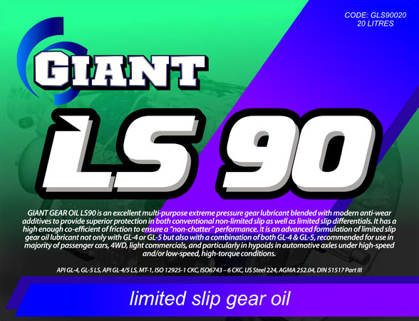 GIANT GEAR OIL LS90 – Available sizes: 1L, 5L, 20L, 200L