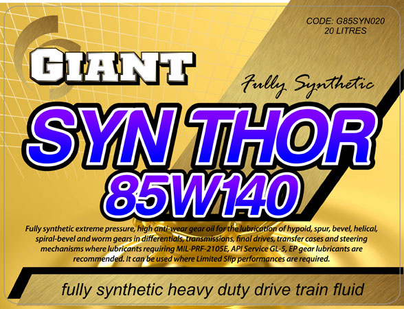 GIANT SYNTHOR 85W140 – Available sizes: 1L, 5L, 20L 200L