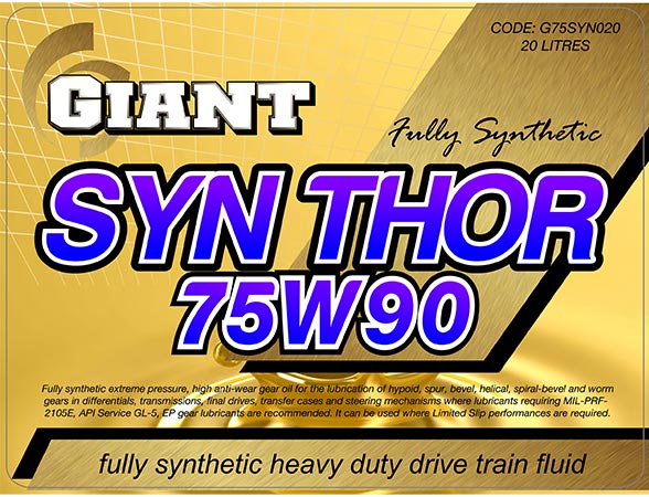 GIANT SYNTHOR 75W90 – Available sizes: 1L, 5L, 20L 200L