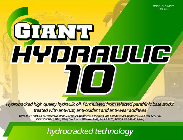 GIANT HYDRAULIC 10 – Available sizes: 20L, 200L