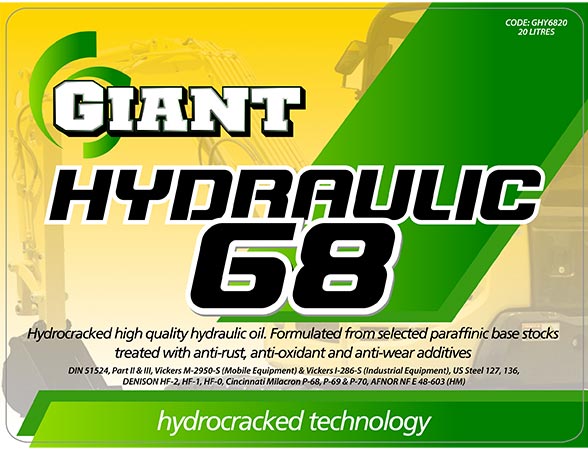 GIANT HYDRAULIC 68 – Available sizes: 5L, 20L, 200L