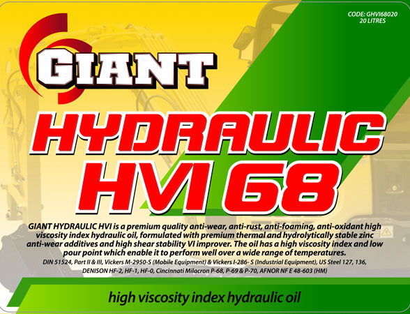 GiANT HYDRAULIC HVI 68 – Available sizes: 20L, 200L, 1000L