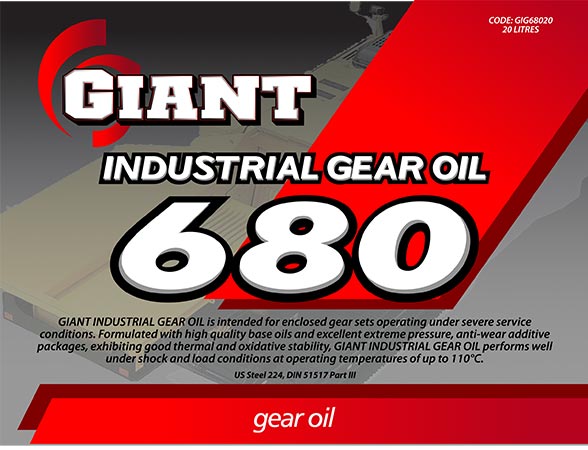 GIANT INDUSTRIAL GEAR OIL 680 – Available sizes: 20L, 200L