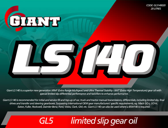 GIANT GEAR OIL LS140 – Available sizes: 1L, 5L, 20L