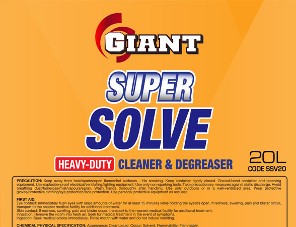 GIANT SUPER SOLVE – Available sizes: 5L, 20L, 200L