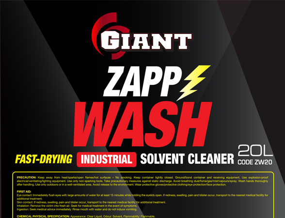 GIANT ZAPP WASH – Available sizes: 5L, 20L, 200L