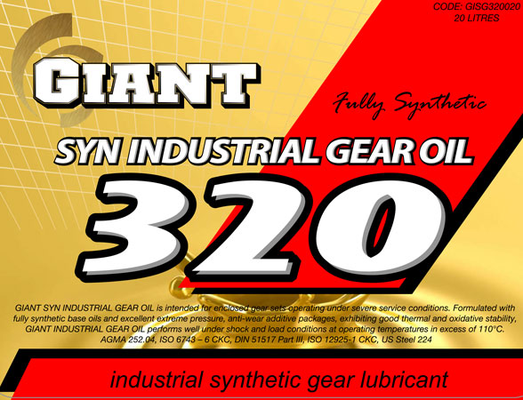 SYN INDUSTRIAL GEAR OIL 320 – Available sizes: 5L, 20L