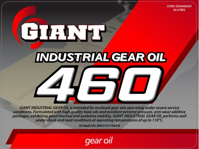GIANT INDUSTRIAL GEAR OIL 460 – Available sizes: 20L, 200L