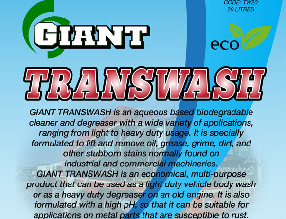 GIANT TRANSWASH – Available sizes: 5L, 20L 200L