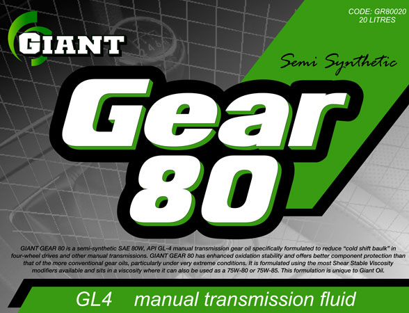 GIANT GEAR OIL 80 – Available sizes: 1L, 5L, 20L