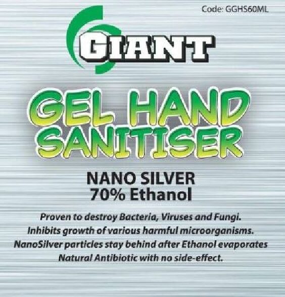 GIANT HAND SANITISER GEL – Available sizes: 60ml, 500ml