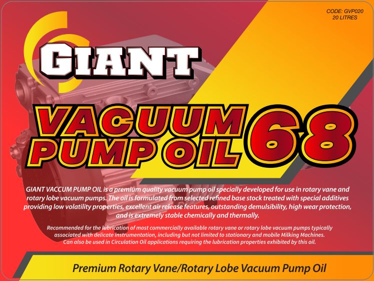 GIANT VACUUM PUMP OIL – Available sizes: 20, 200L