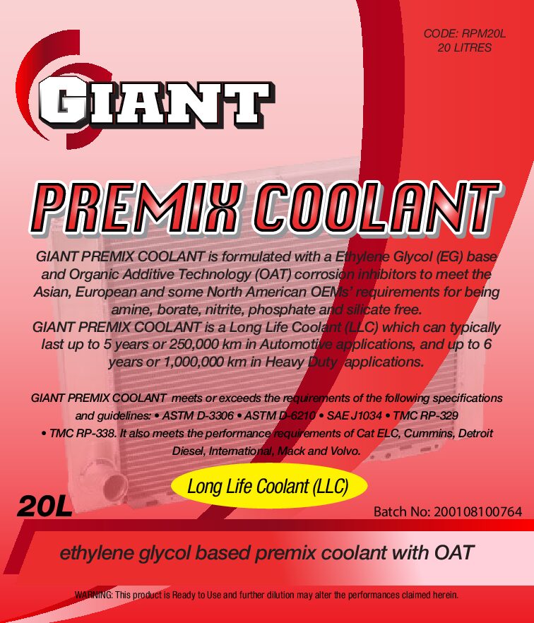 GIANT PREMIX COOLANT RED EG – Available SOON