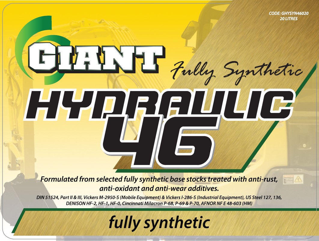 GIANT SYNTHETIC HYDRAULIC 46 – Available sizes: 20L, 200L