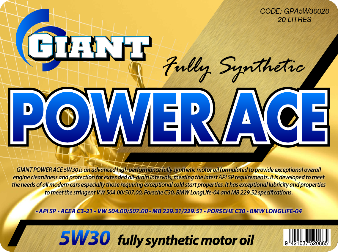 Power Ace 5W30 – Available sizes: 1L, 5L, 20L, 200L