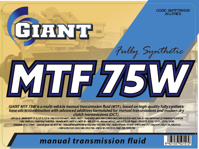 GIANT MTF 75W – Available sizes: 1L, 5L, 20L